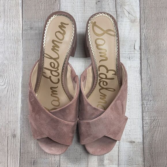 Sam Edelman Jayne Women's 9.5 Platform Block High Heel Sandals Suede Dusty Rose - Picture 5 of 12